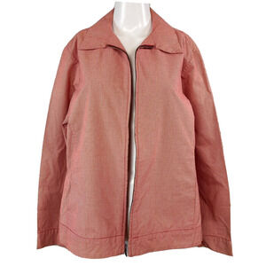 Eddie Bauer Jacket Womens Sz L Red White Gingham Full Zip‎ Cotton Lightweight